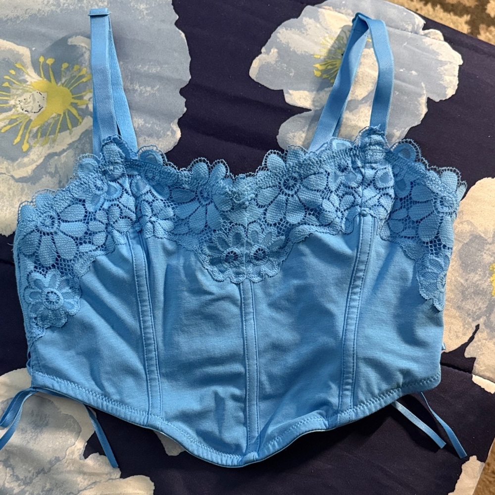 Target Blue Lace Crop Top